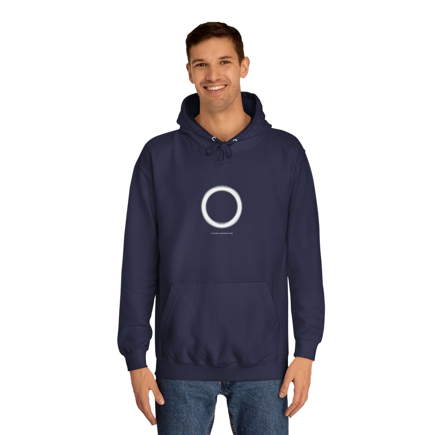 System Corporation: Circle Patch - Unisex College Hoodie SCAN07